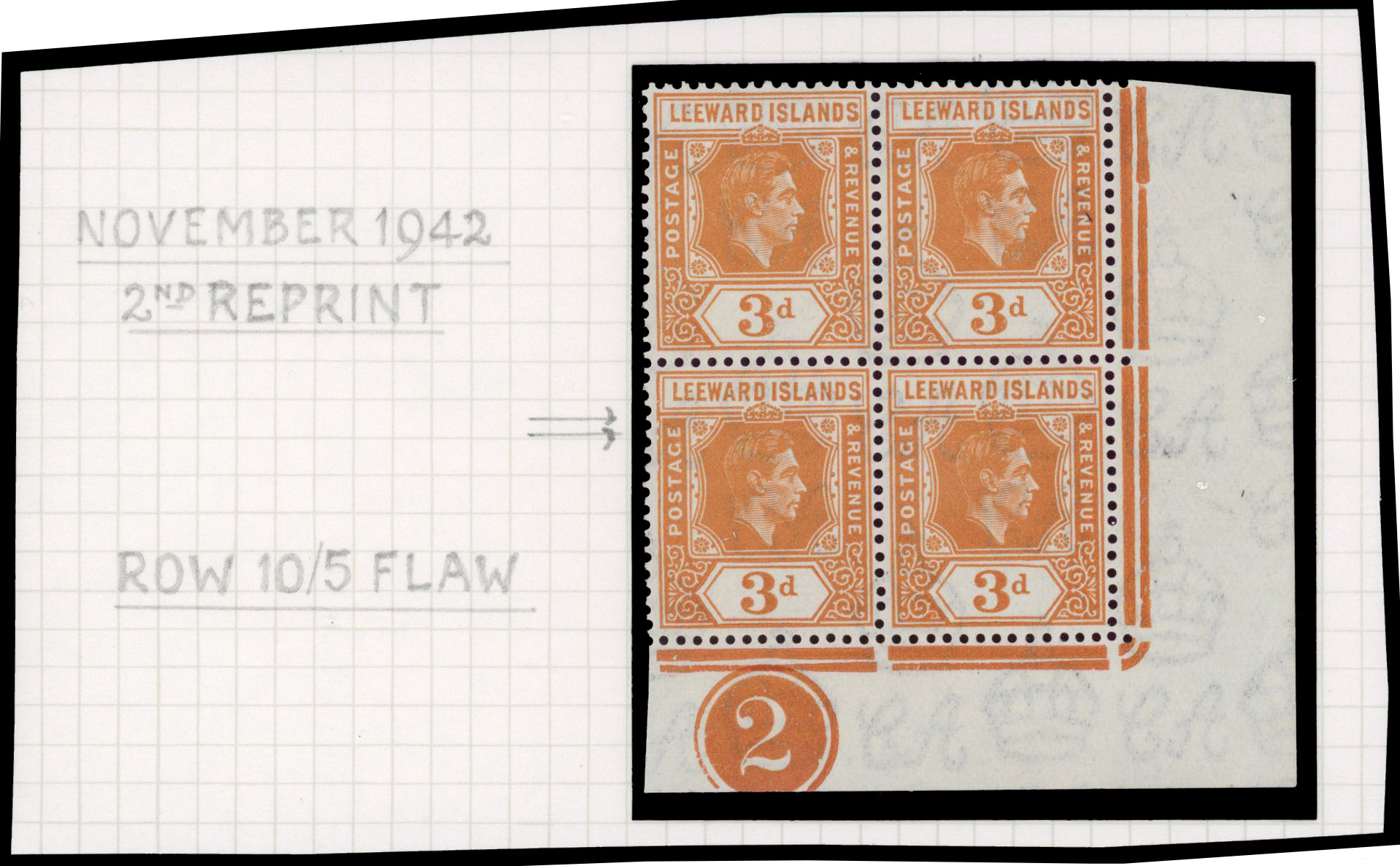 Leeward Islands SG 107ab block mint