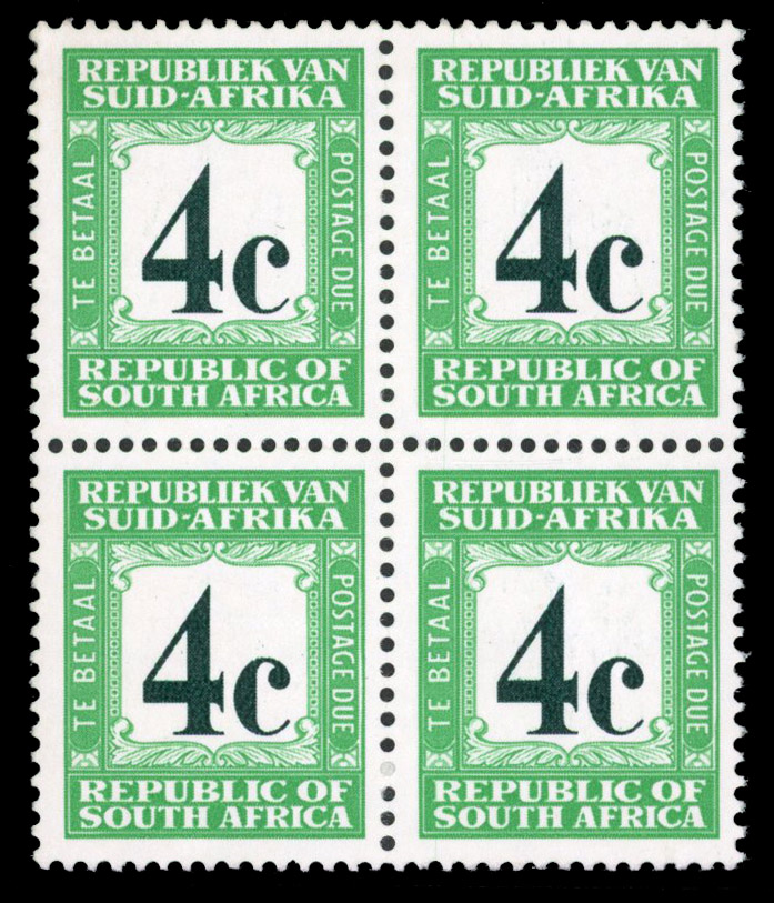 South Africa SG D62c mint block of four