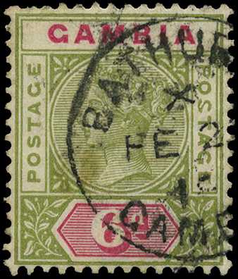 1898-1902 6d olive-green and carmine...