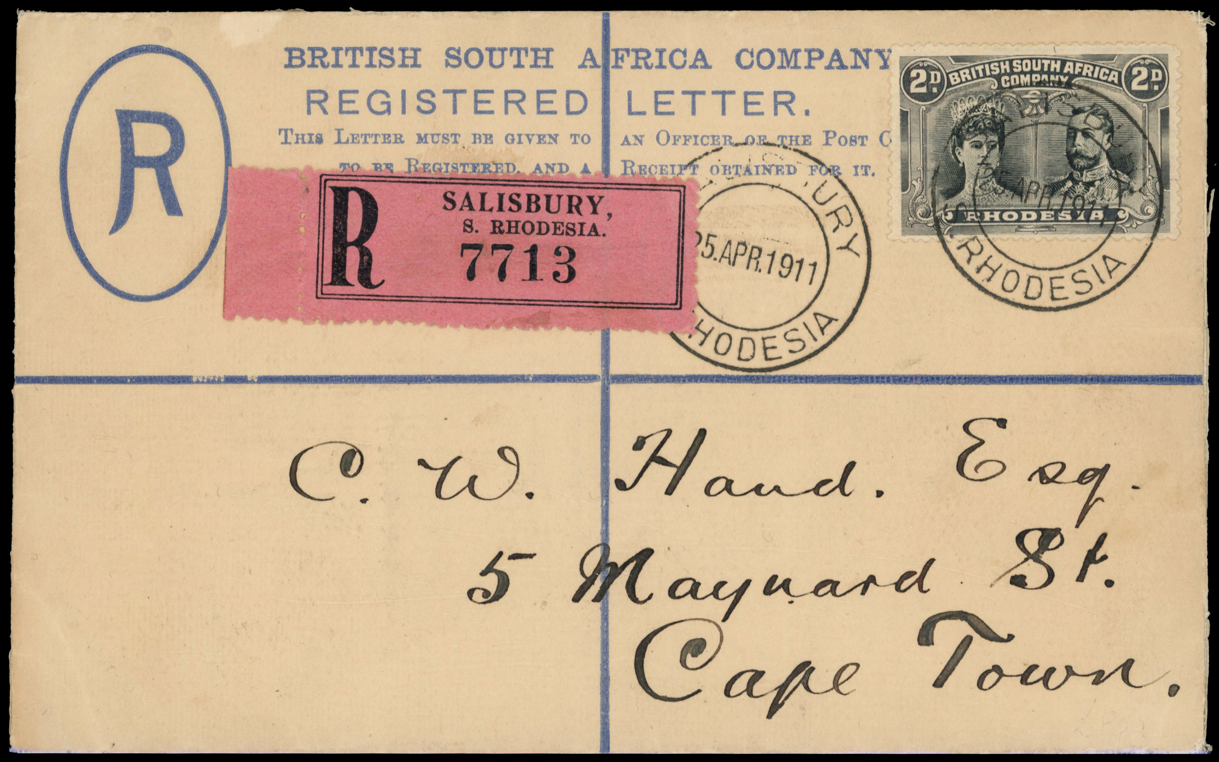 2d black and grey-black SG 130 on registered envelope