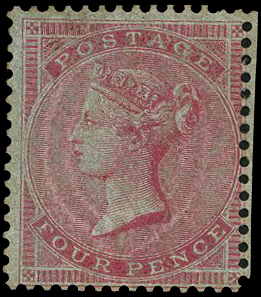 1855 4d carmine (Wmk. Small Garter)