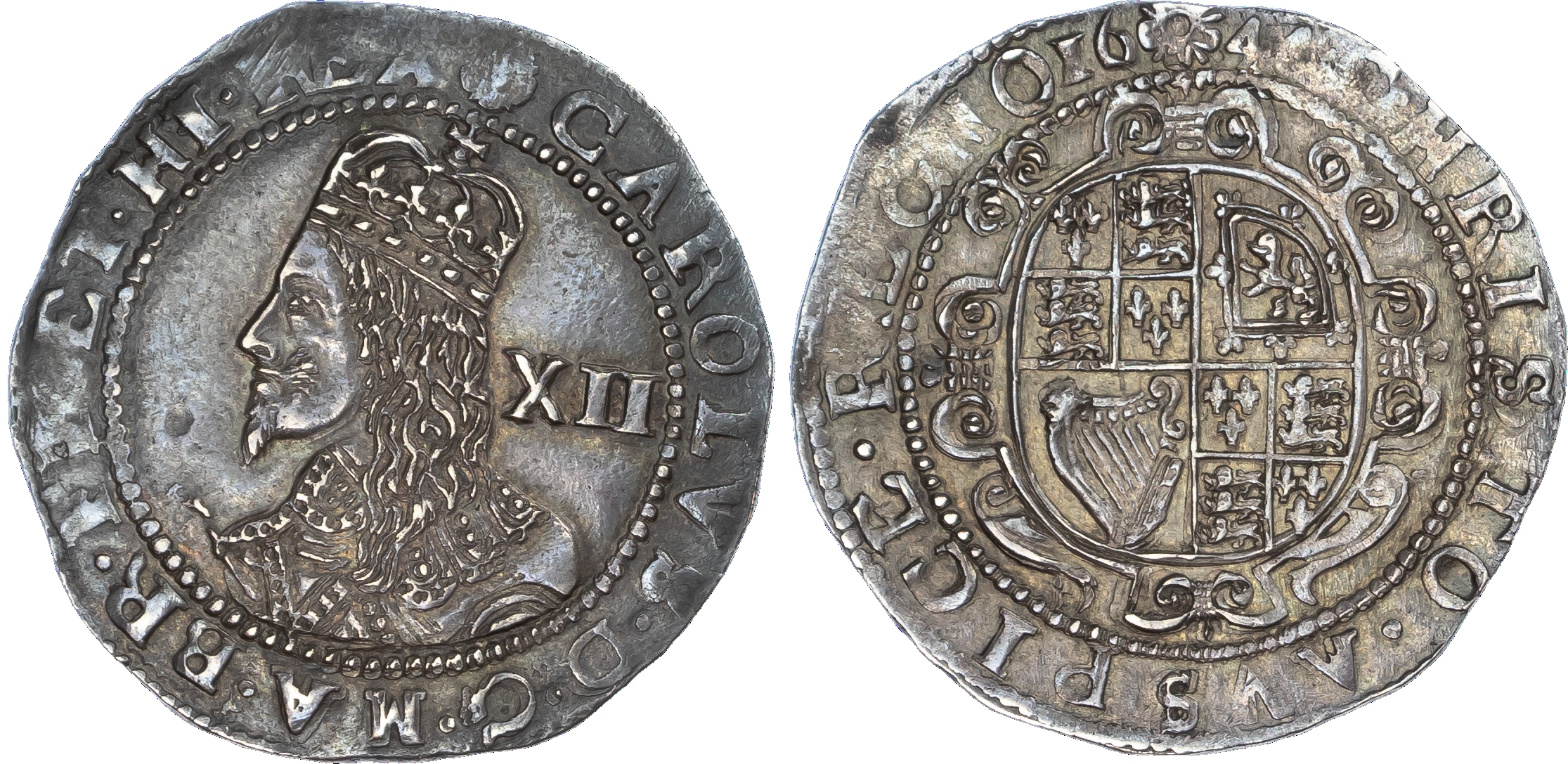 Charles I (1625‑1649), AR Shilling 1644, Exeter mint, mm. rose.