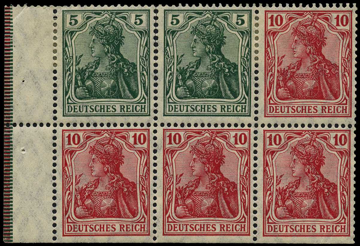 BOOKLET PANE: 1905-21, Lozenges wmk, 50pf pane...