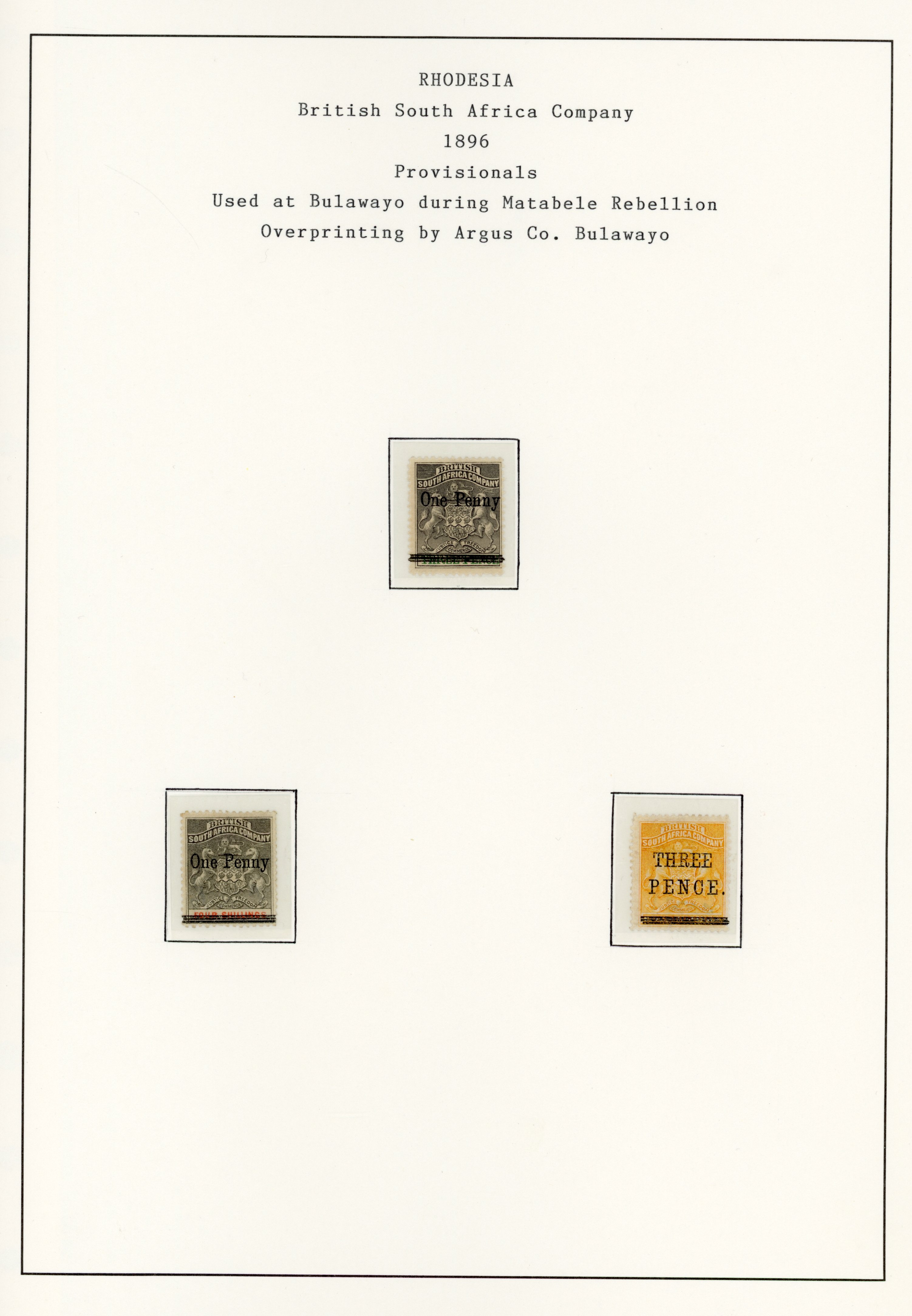 Rhodesia 1896-1909 collection mint