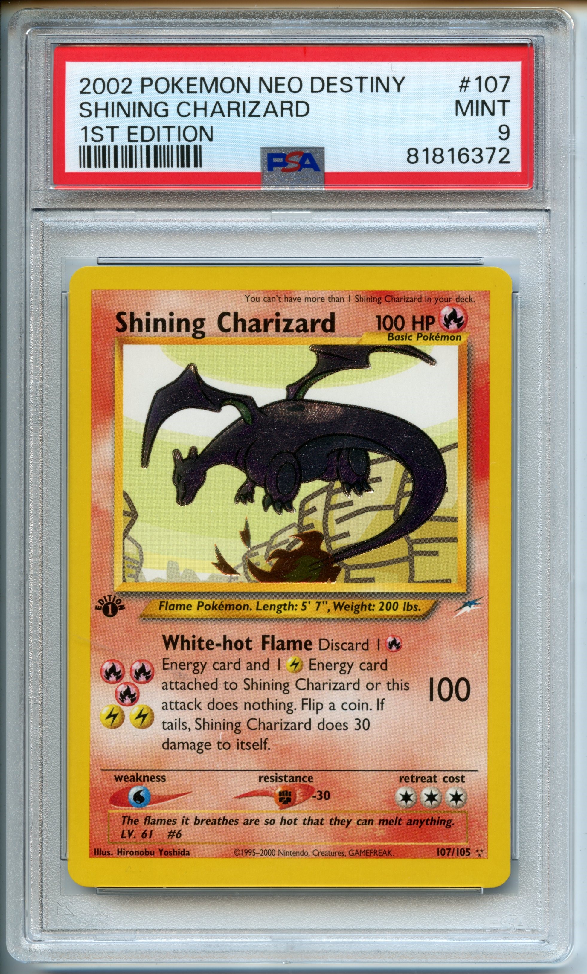 Pokémon TCG - Shining Charizard - 1st Edition Neo Destiny - PSA 9