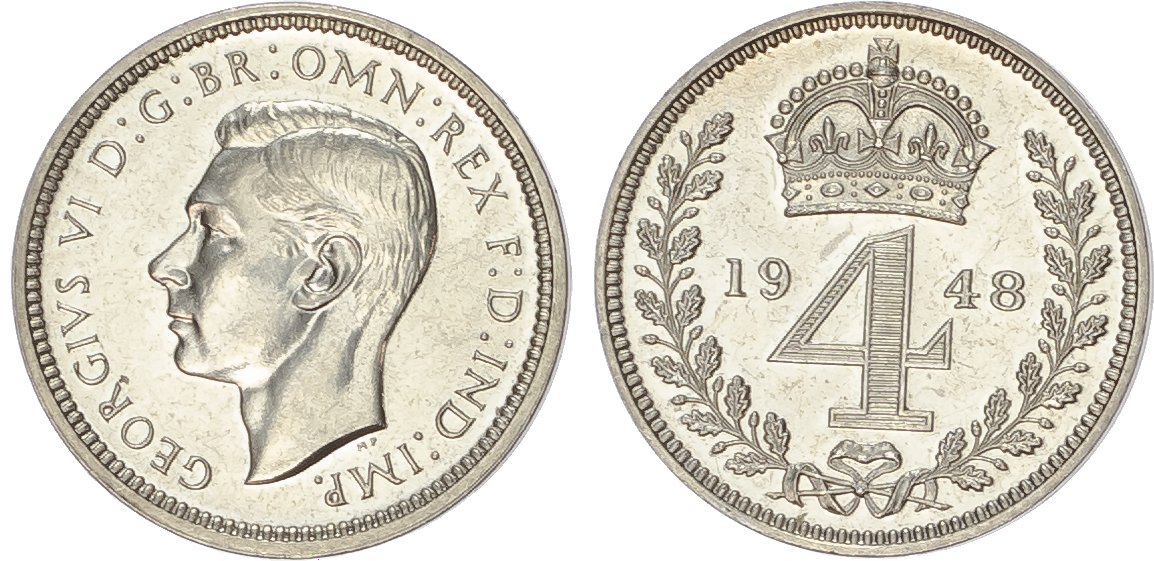 George VI (1936-1952) Maundy Set, 1948, Fourpence, Threepence, Twopence, Penny.