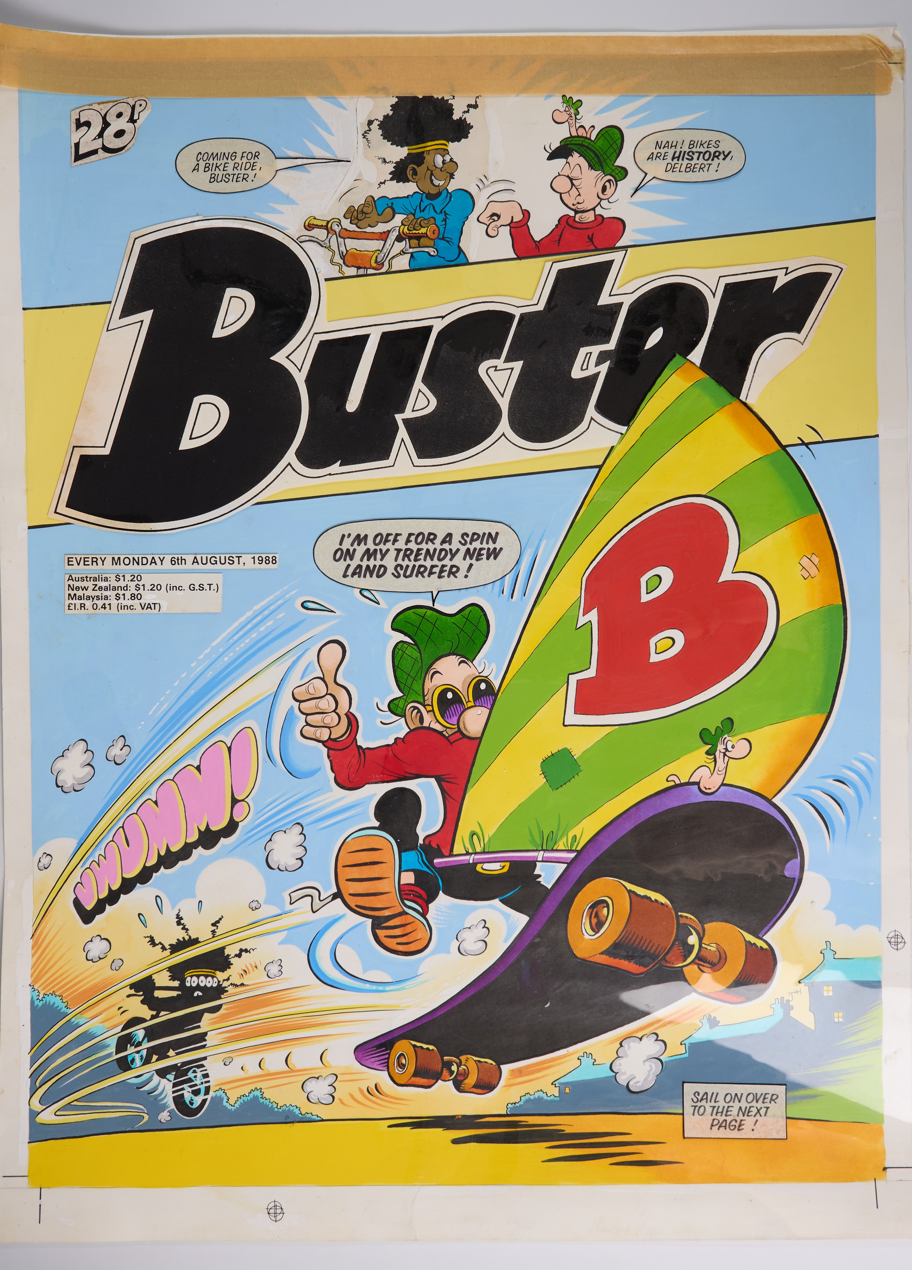 Tom Paterson Buster 6th August 1988 Comic Cover Art (Fleetway, 1988) Total 2