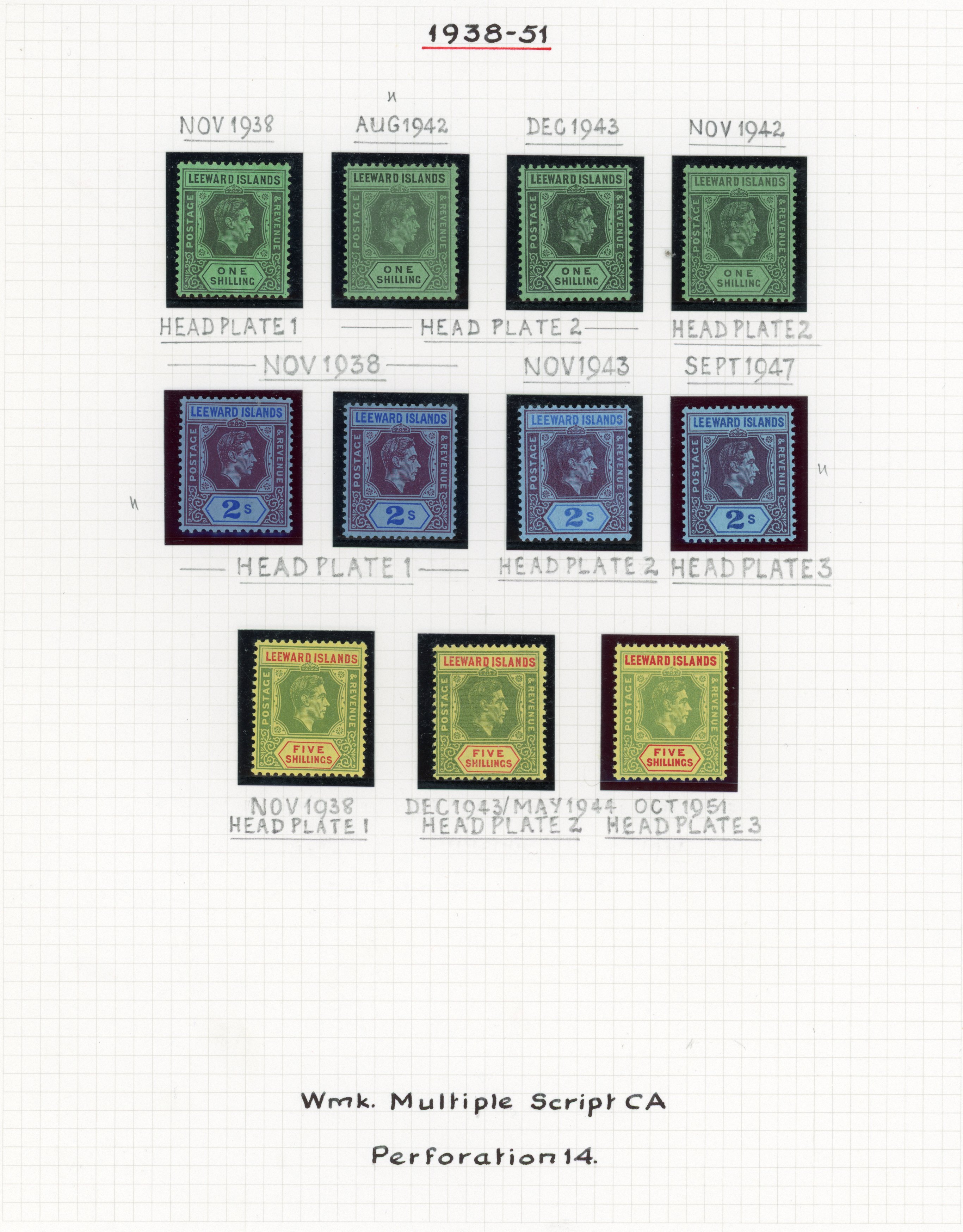 Leeward Islands SG 95-112c reference collection mint