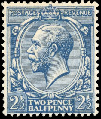 GB 1912-24 Royal Cypher 2½d dull Prussian blue mint