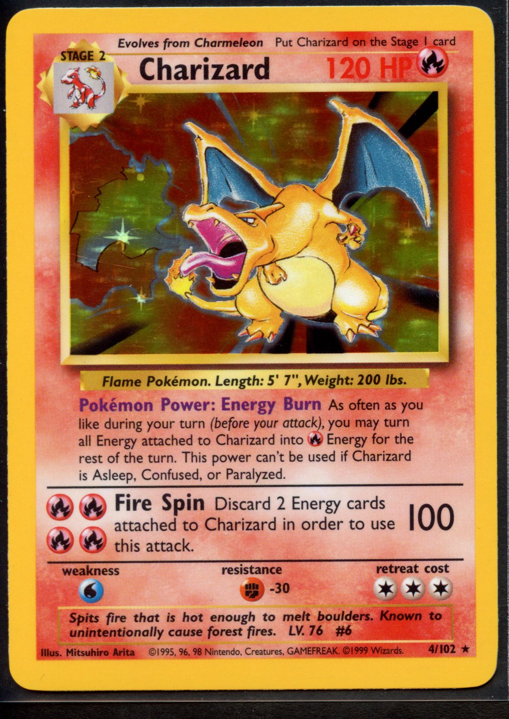 Charizard Holo #4/102 - Base Set (Ungraded) - Near Mint