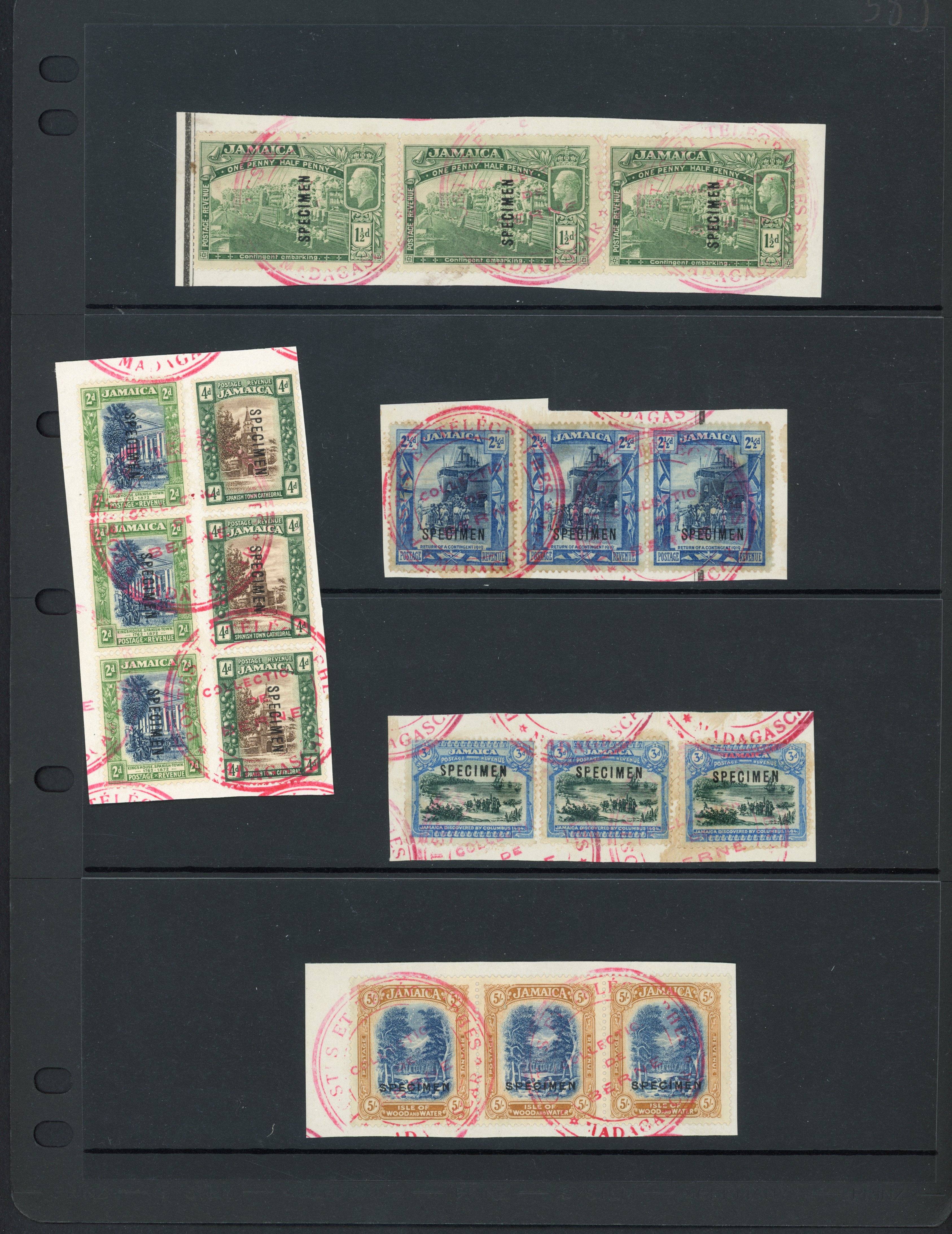 Jamaica 1921-29 set of 13 to 10s opt 'SPECIMEN' from the Madagascar P.O. archive, SG 94s/106s