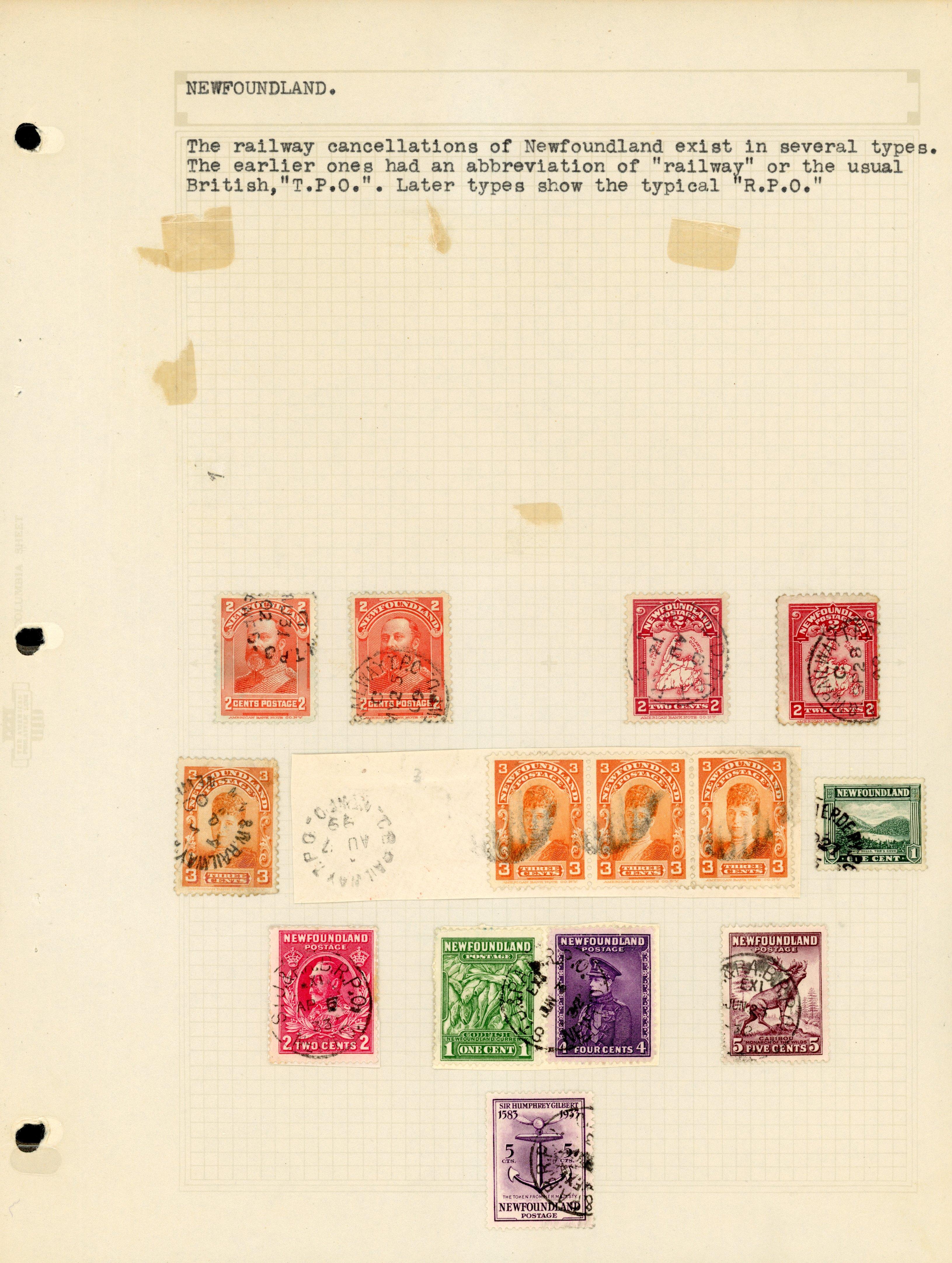 Newfoundland collection Paquebot and Railway cancellations