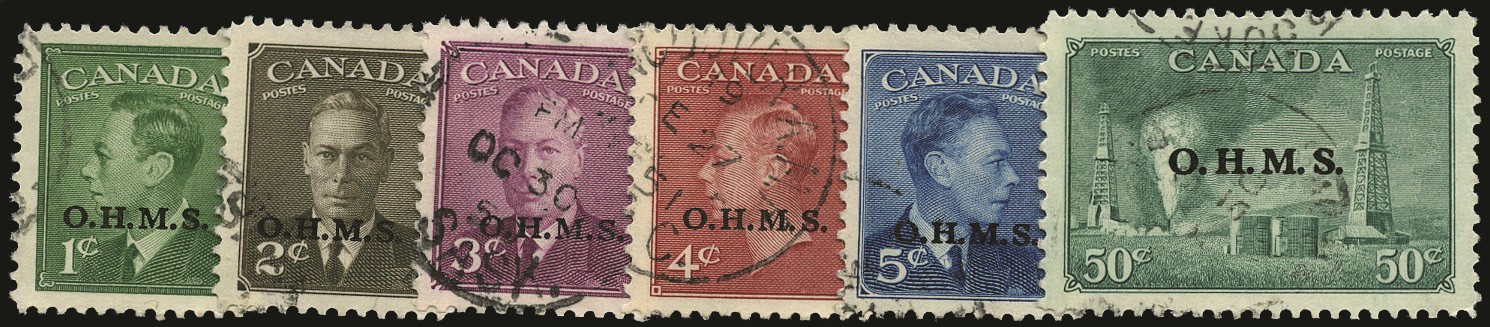 Official. 1949-50 set of 6 to 50c, type...