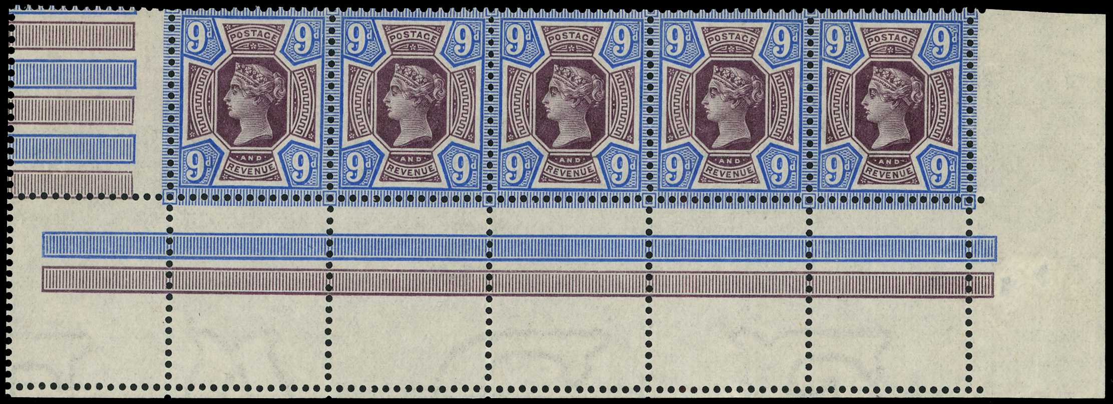 1887 9d (deep) dull purple and blue...