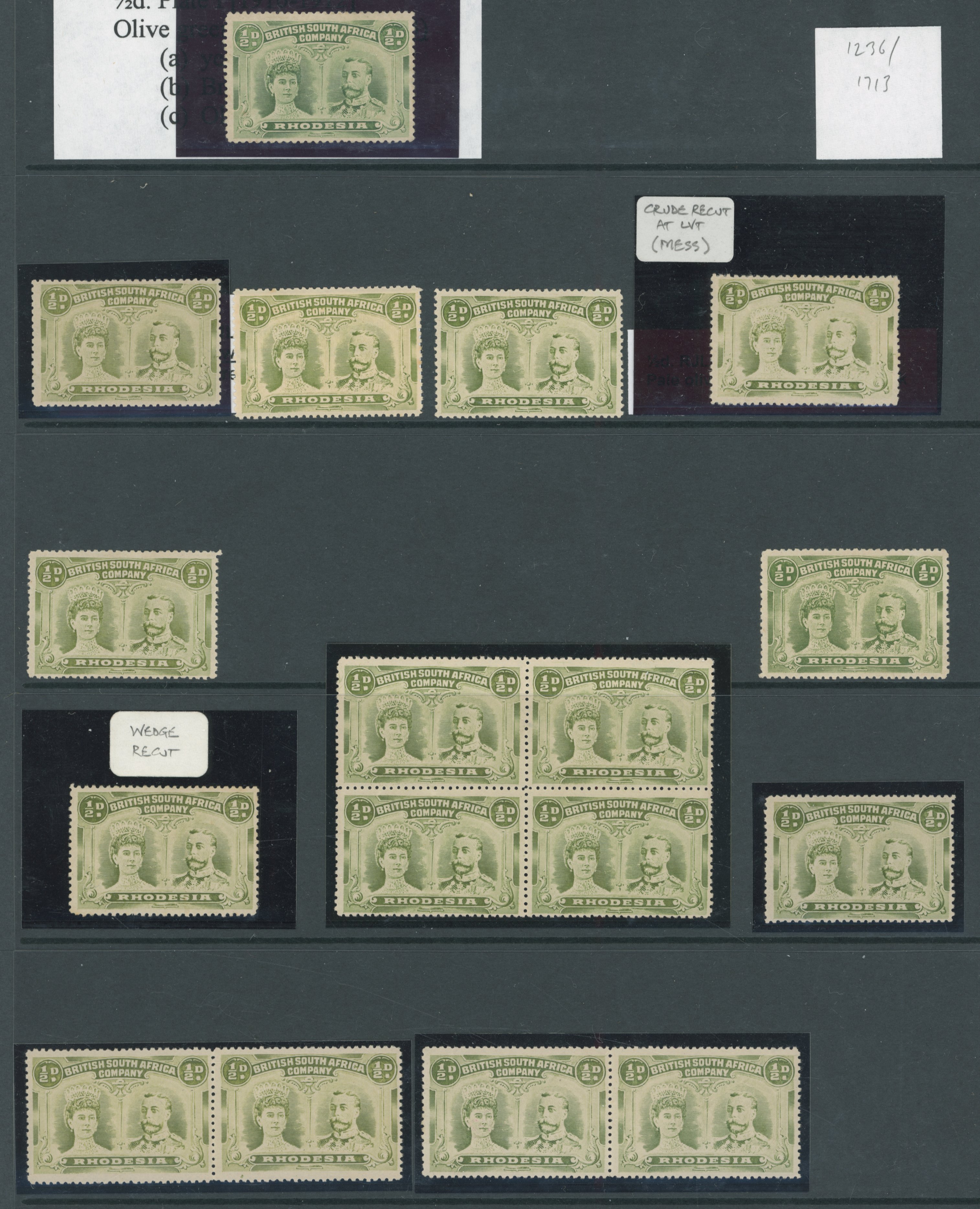 † ½d olive-green RJL 3 SG 121 group mint