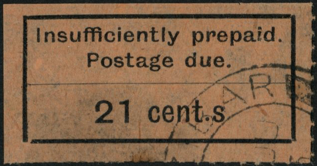 1929 18c black on orange postage due R 4/1...