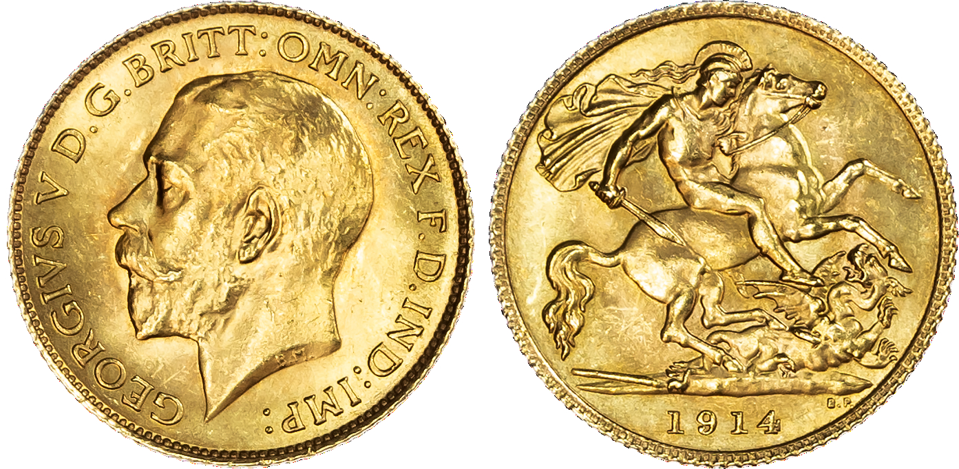 George V (1910-1936), Half Sovereign, 1914