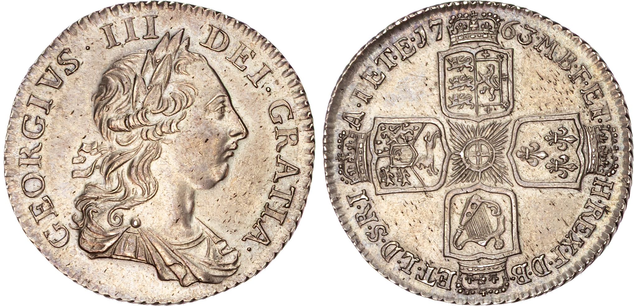 George III (1760-1820) 'Northumberland' Shilling, 1763, early coinages. 