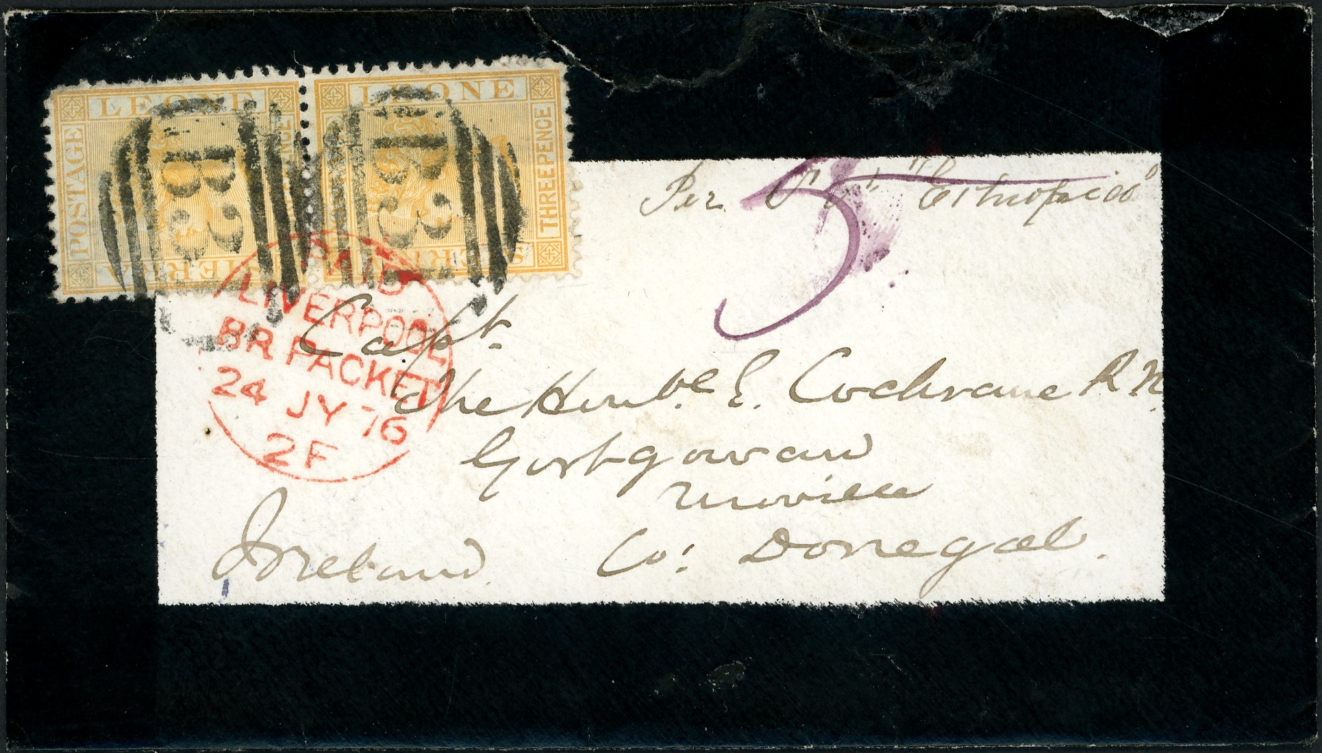 Sierra Leone 1876 mourning envelope to Ireland