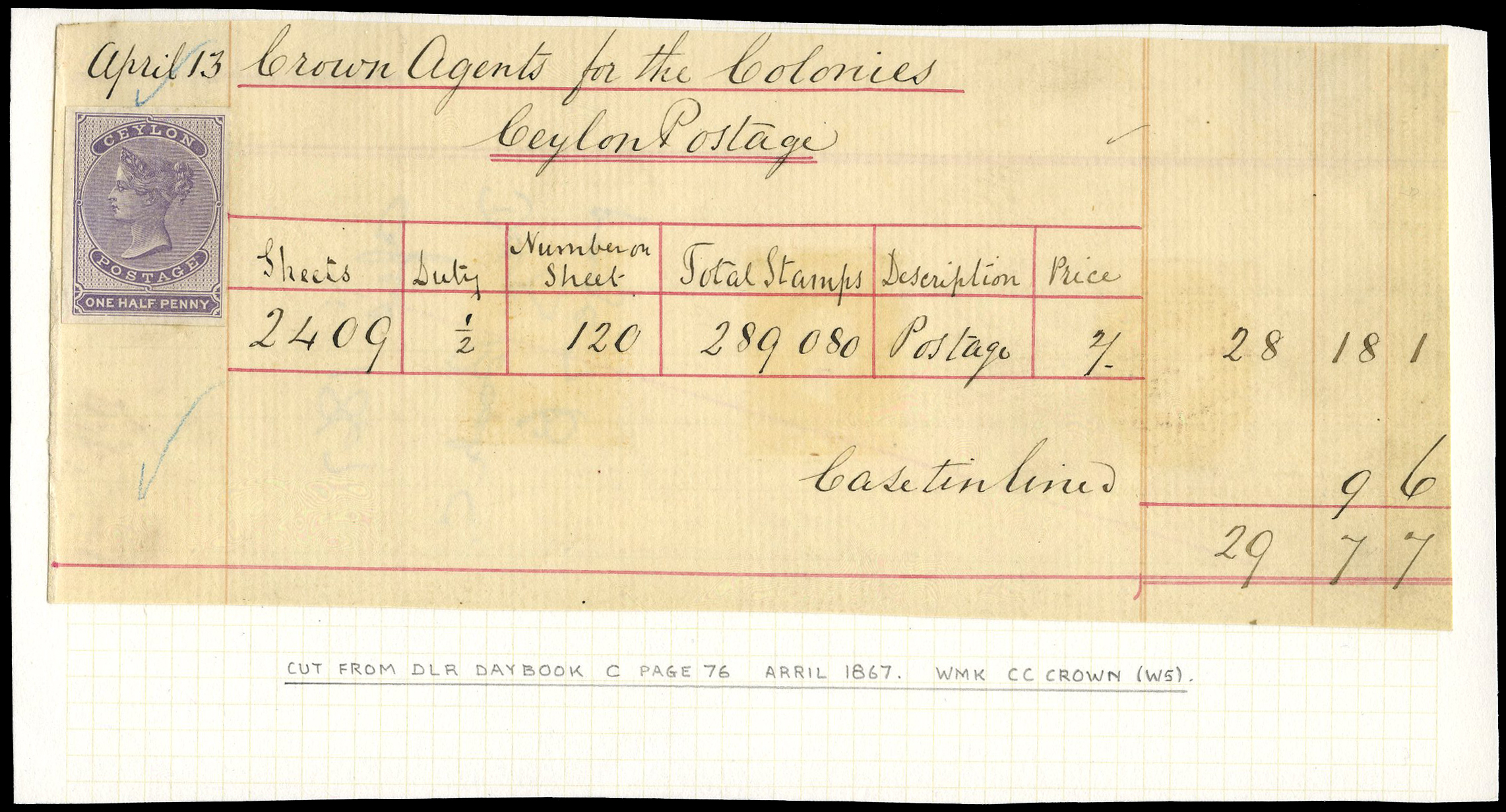 1864 ½d dull mauve imperf, wmk. crown CC,...