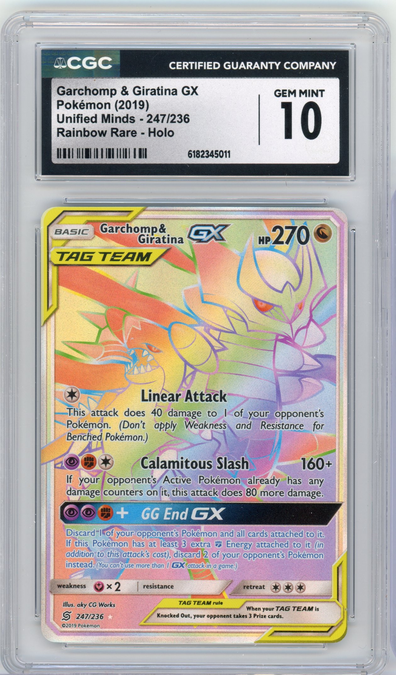 CGC 10 Garchomp & Giratina GX #247 Rainbow Rare (2019) Unified Minds