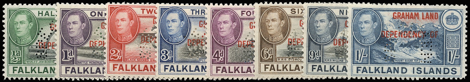 1944-45 'GRAHAM LAND' set of 8 to 1s,...
