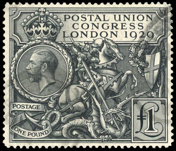 1929 £1 black PUC, parcel cancel, used SG 438