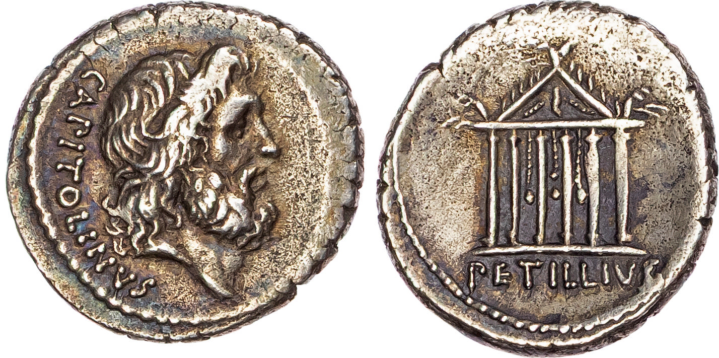 Petillius Capitolinus (41 BC) AR Denarius, Rome, 3.65g. 