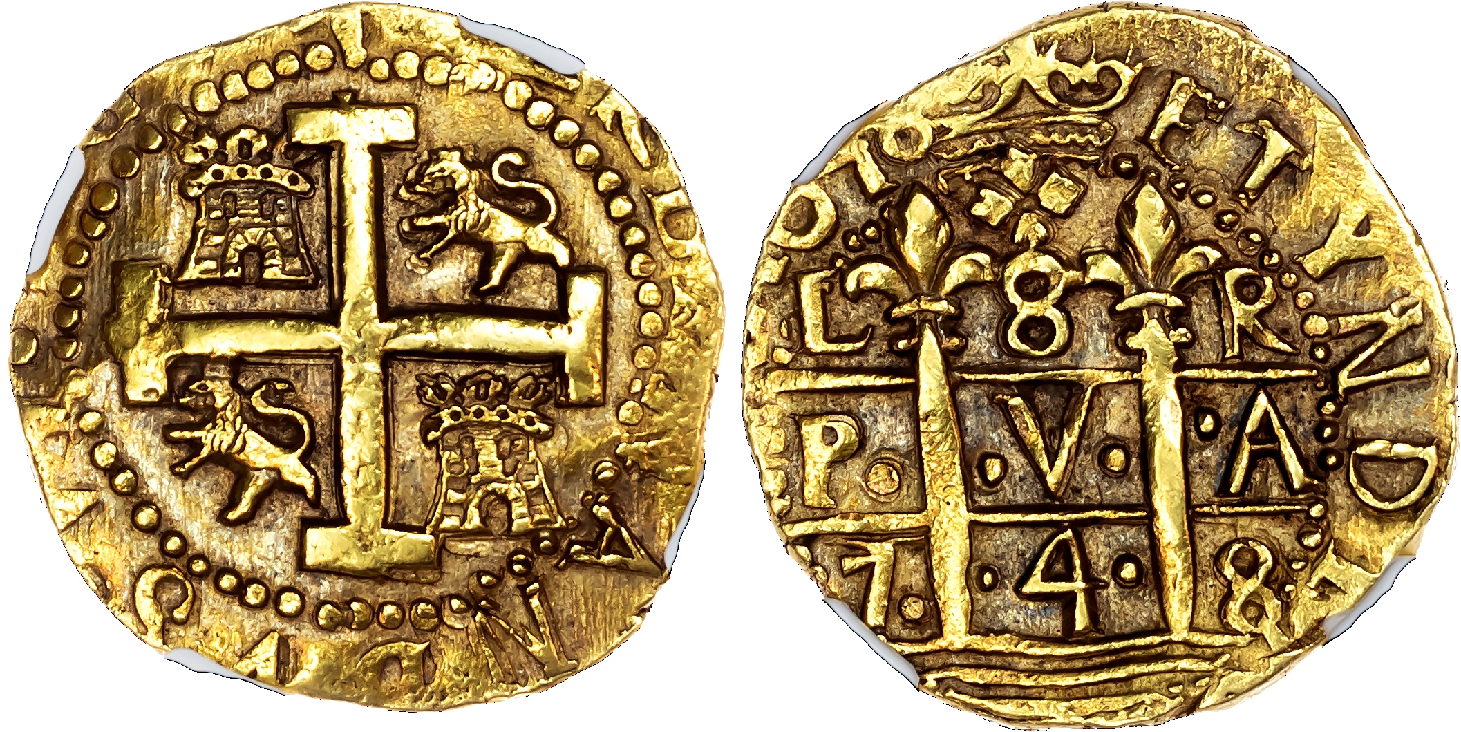 Peru (colonial), Ferdinand VI (1746-1759), gold Cob 8 Escudos, 1748 R