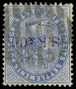 1883-91 Wmk CA 5c blue, variety WMK INVERTED,...
