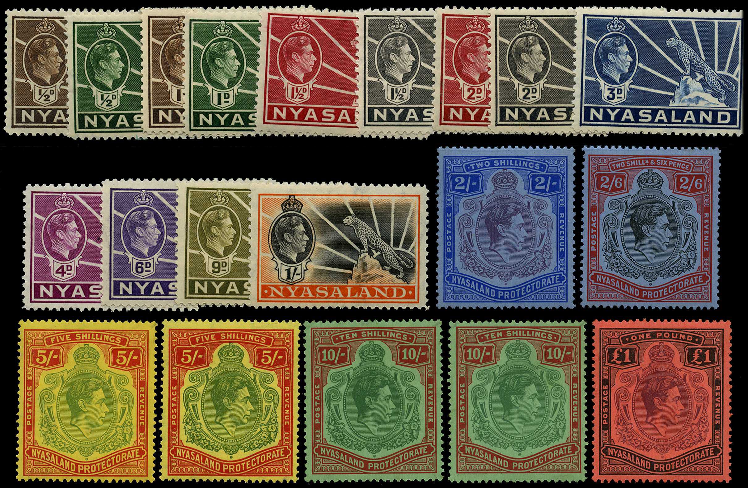 1938-44 ½d to £1 with additional 5s and 10s....