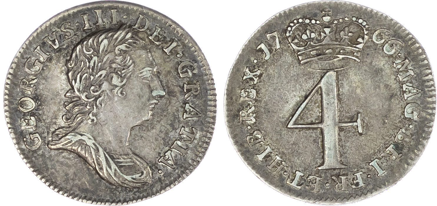 George III (1760-1820), Maundy Set, 1766, Fourpence, Threepence, Twopence and Penny, young laureate and draped bust right,