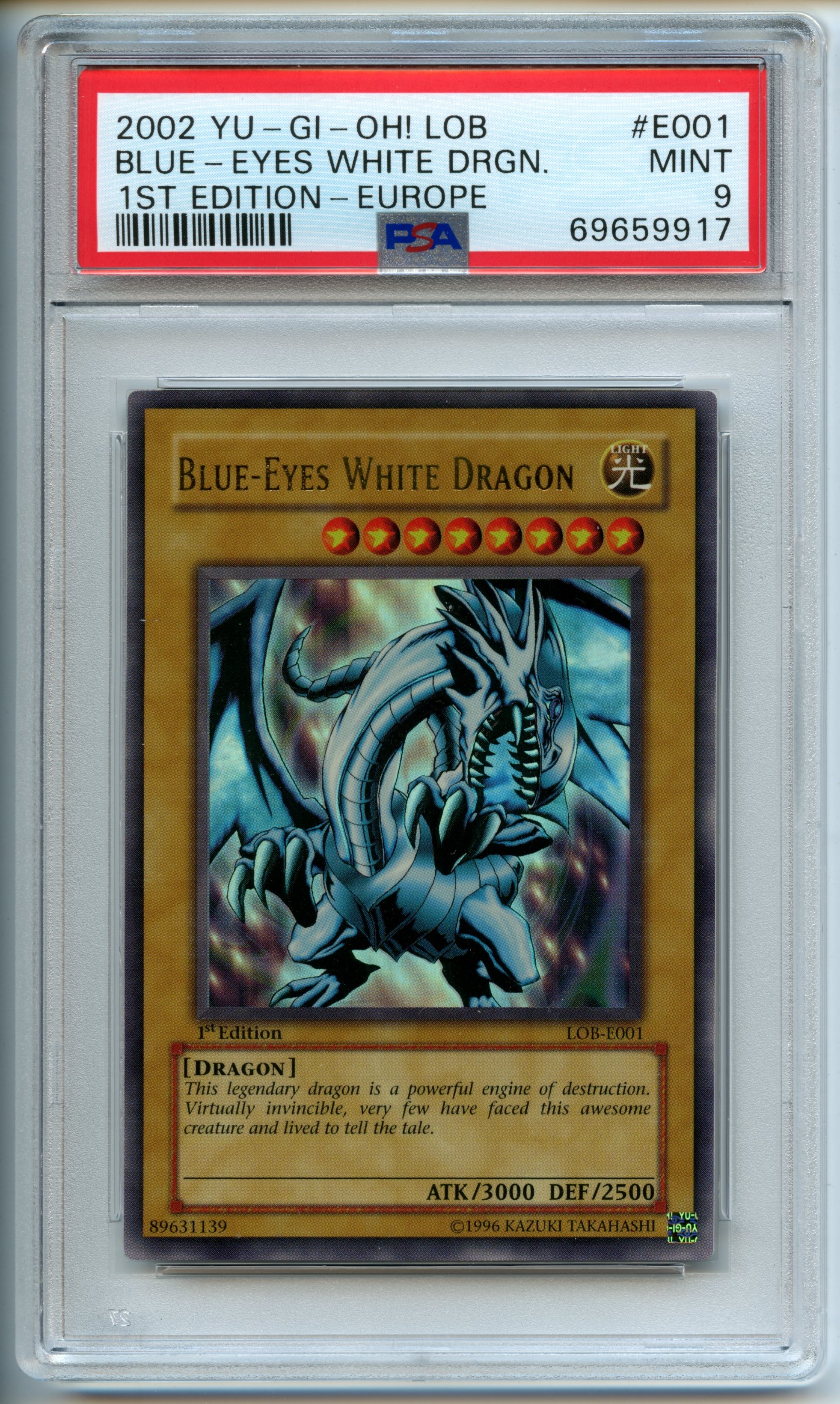Yu-Gi-Oh! - Blue-Eyes White Dragon  1st Edition - Europe - Legend of Blue Eyes White Dragon - PSA 9 