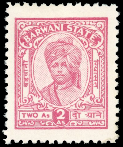 I.F.S. Barwani SG 35aB 2a rose-carmine part o.g. 