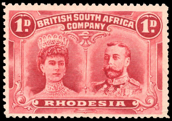 Rhodesia 1910-13 1d carmine-red perf 14 saturated colour