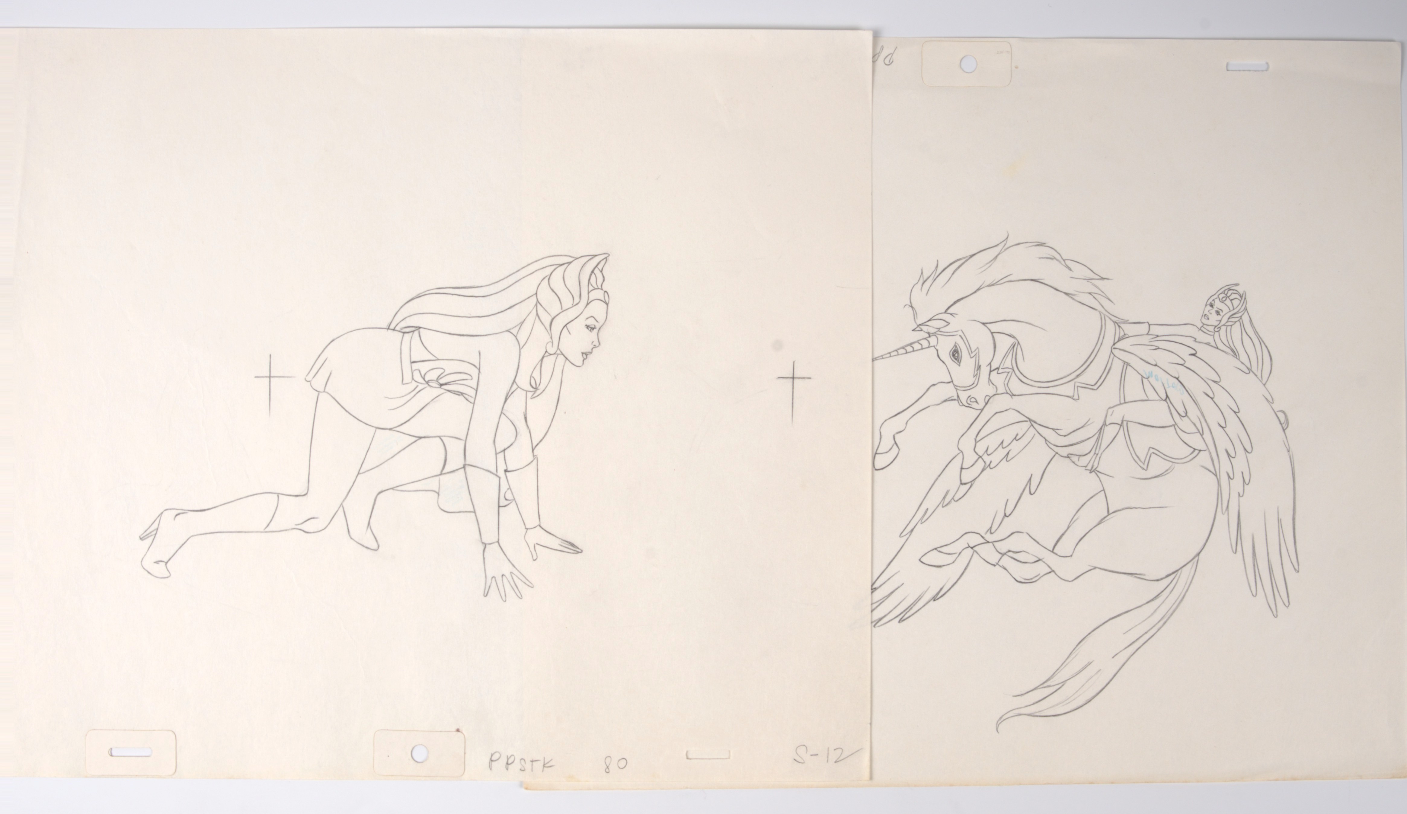 She-Ra Princess of Power Original Stock Animation Drawing (Filmation, 1985-1987) Total 2