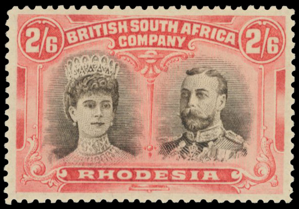 2s6d blackish brown and rose-red RSC F, mint