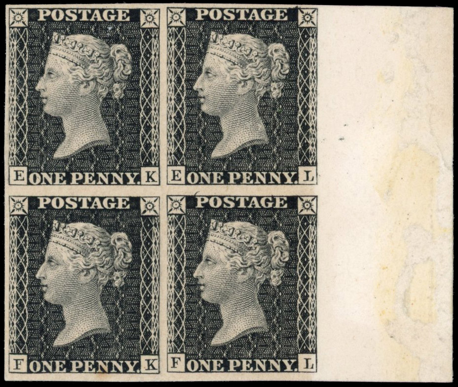 GB DP36 1d South Kensington exhibition proof block of 4