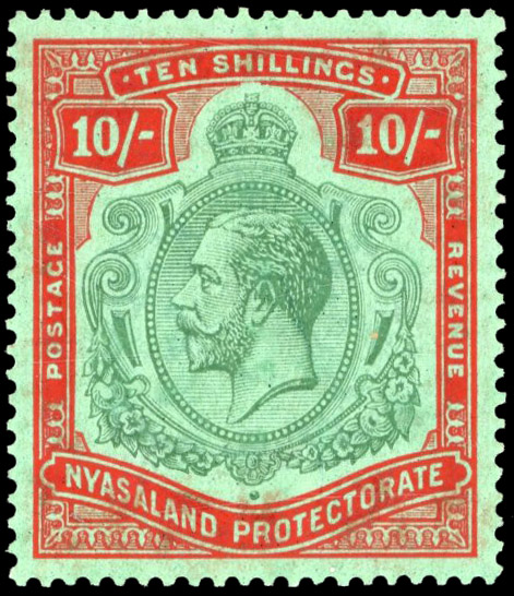 Nyasaland SG 113h 1927 10/- mint