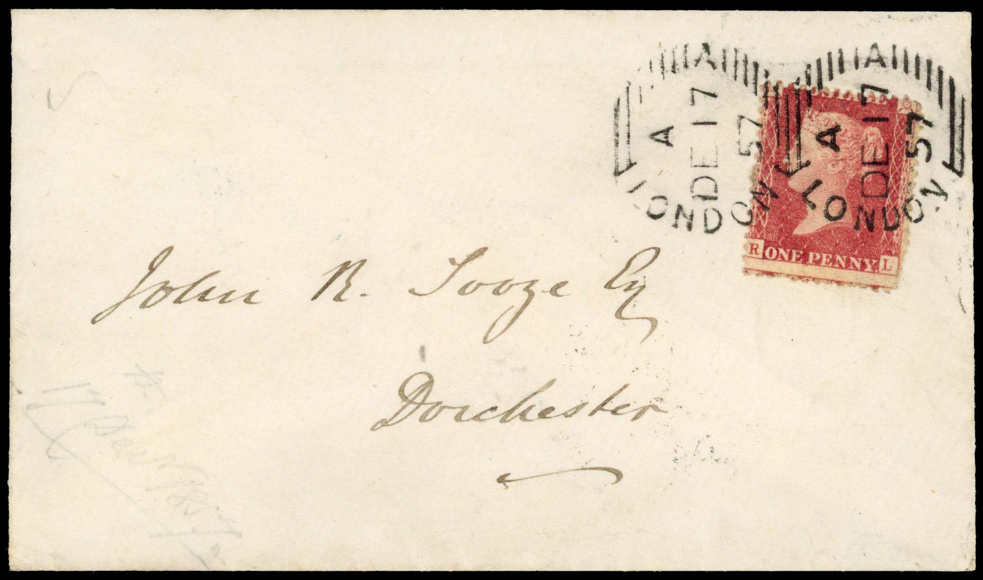1857 1d Rose-red (Die II, Alphabet III, Wmk. Large Crown) Pearson Hill experimental 