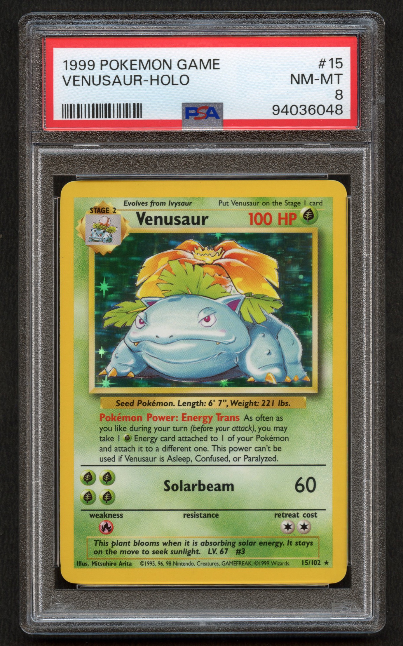 PSA 8 Venusaur Unlimited - Base Set (1999) Holo #15