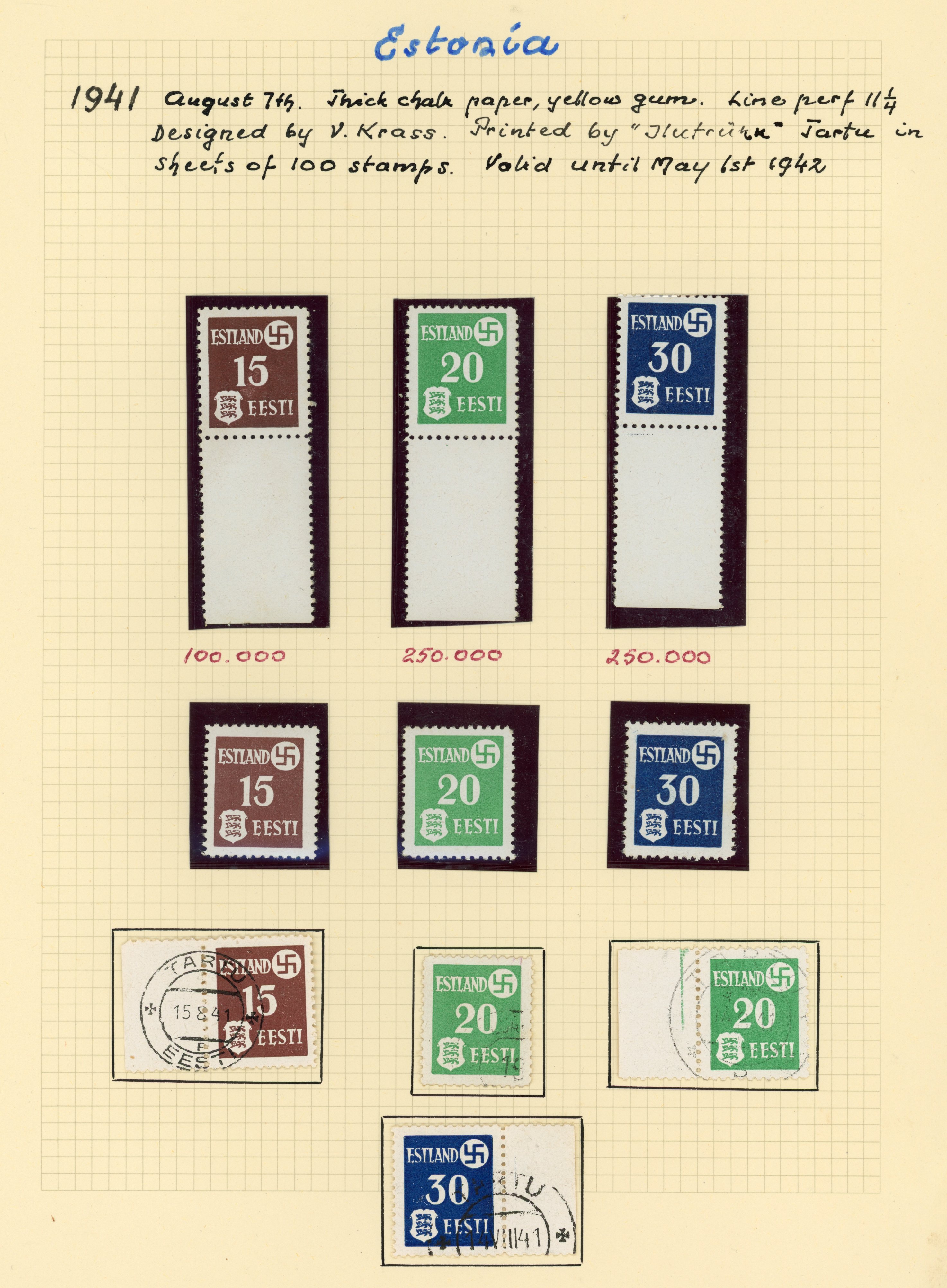 GERMAN WW2 OCCUPATION - Estonia collection stamps and postal history