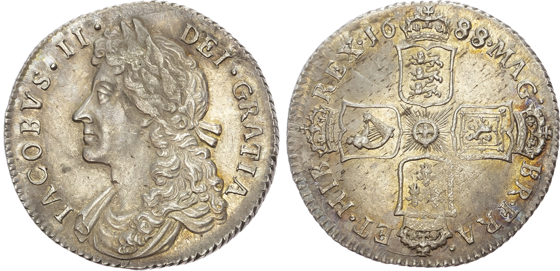 James II (1685-1688) Shilling, 1688.