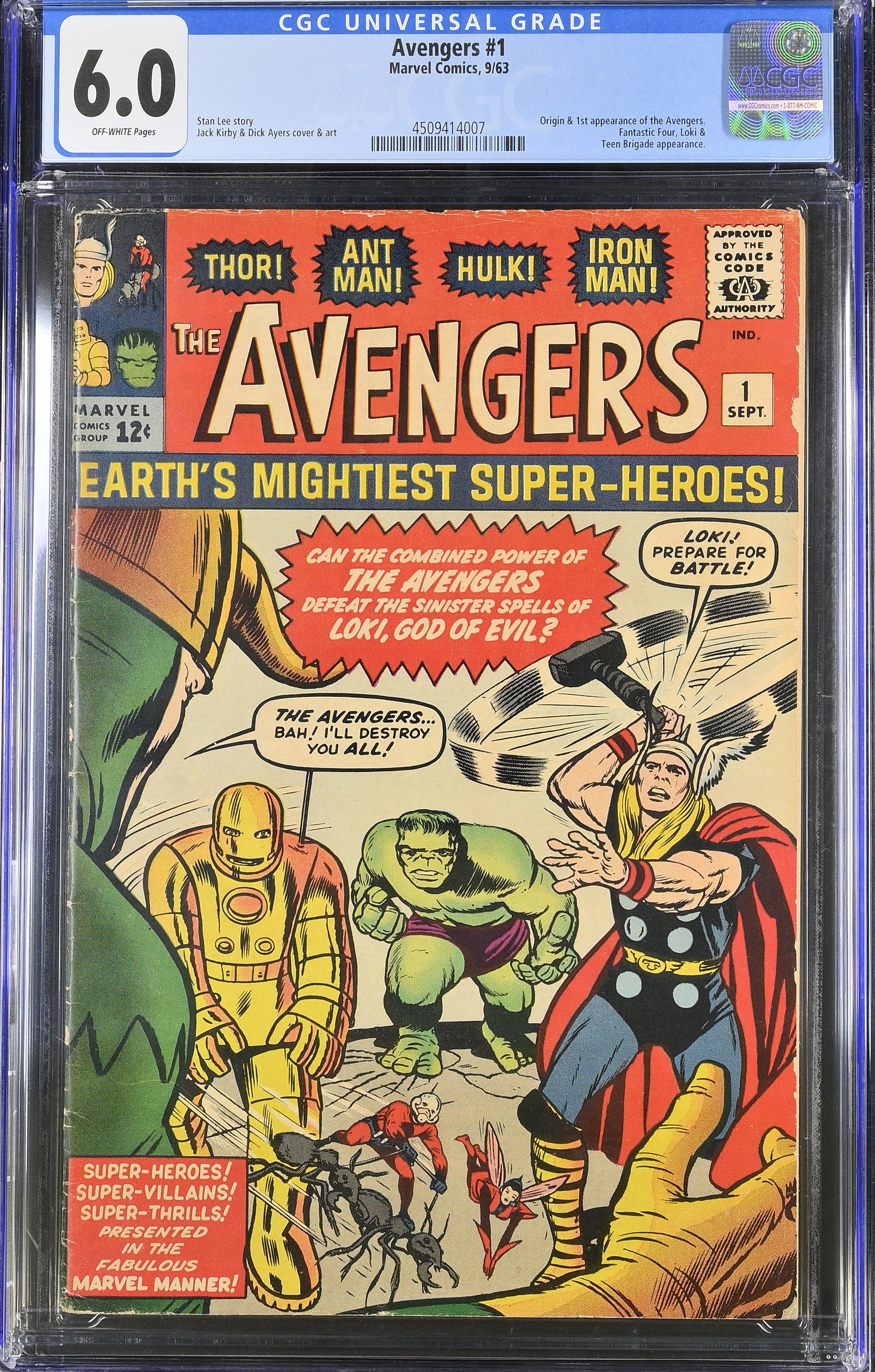 Avengers #1 (Marvel Comics 1963) CGC 6.0 First Avengers