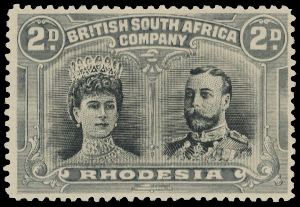 2d black and 'pearl' grey SG 126 variant, position 25 lines by King's cheek mint