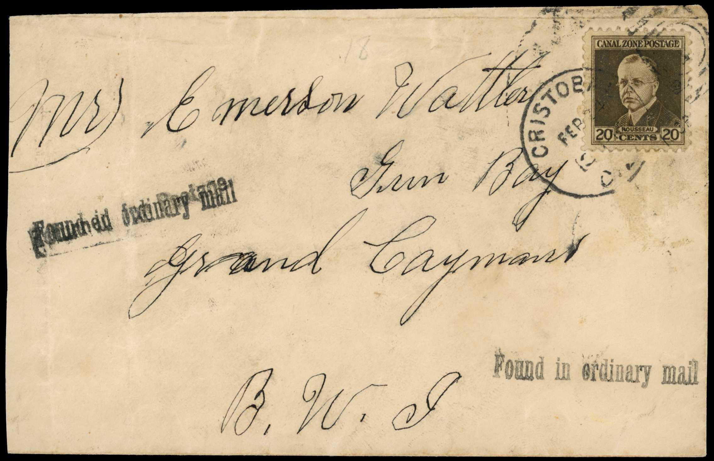 Incoming mail to the Cayman Islands: 1905...