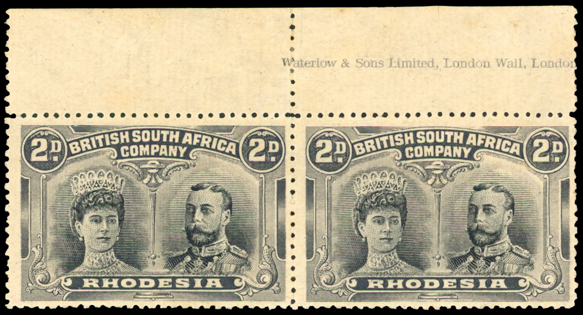 RSC I 2d black and sepia-black imprint pair, #s 2-3 mint