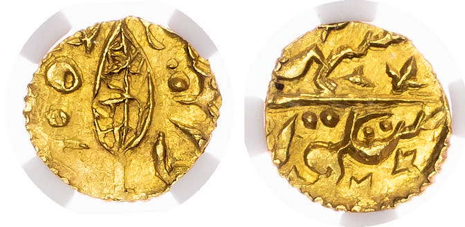 India, Sikh Empire, Diwan Mulraj, governor of Multan, gold Rupee - MS 65