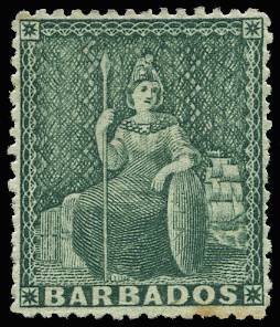 BARBADOS SG 58 1873 (½d) GREEN WMK LARGE STAR LPOG