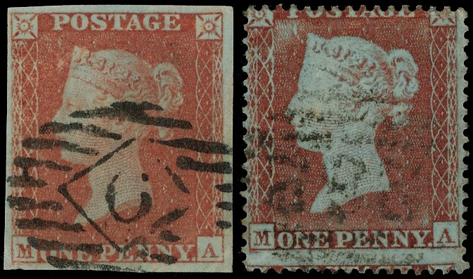 1841 1d Red-brown Pl.175. (Alphabet II) matched pair